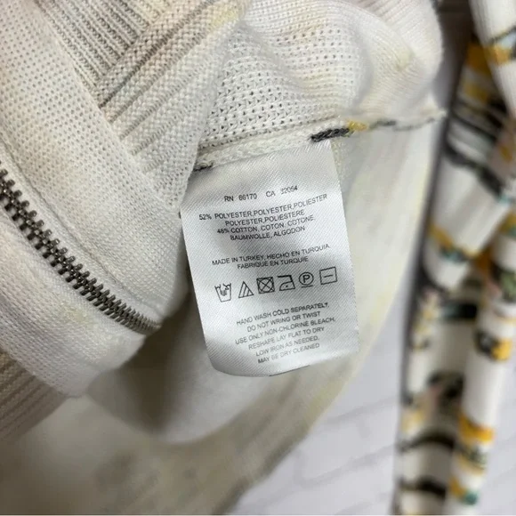 Anthropologie Moth Array Floral Striped Zip Front Knit Cardigan Sweater - Picture 5 of 5